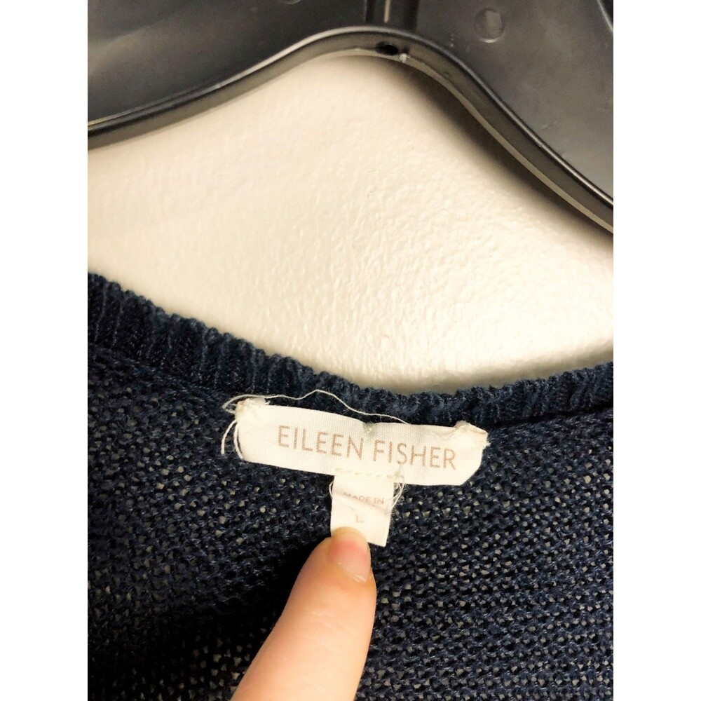 Eileen Fisher 100% Linen Button Front Long Cardigan Blue Womens large - Picture 4 of 7
